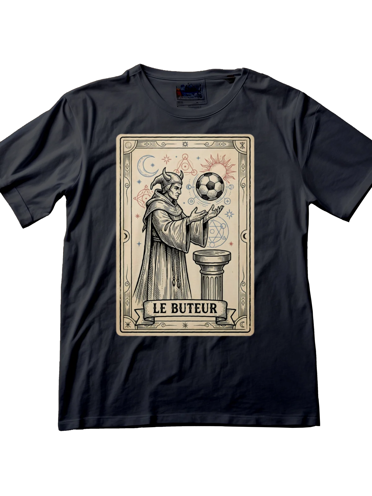 Premium men's streetwear football tee - Mystic Tarot card Alchemist design by Folklore FC - Front View