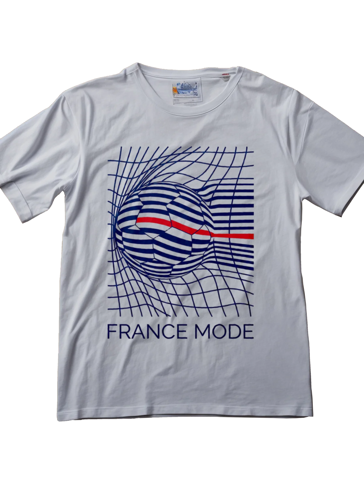 Premium men's streetwear football tee - 3D French marinière stripes design by Folklore FC - Front View