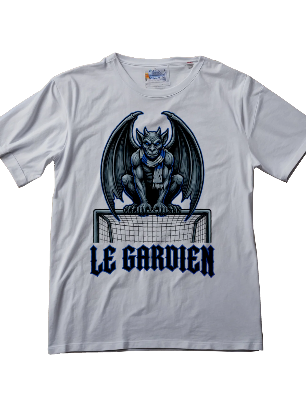 Premium men's streetwear football tee - Notre-Dame gothic gargoyle design by Folklore FC - Front View