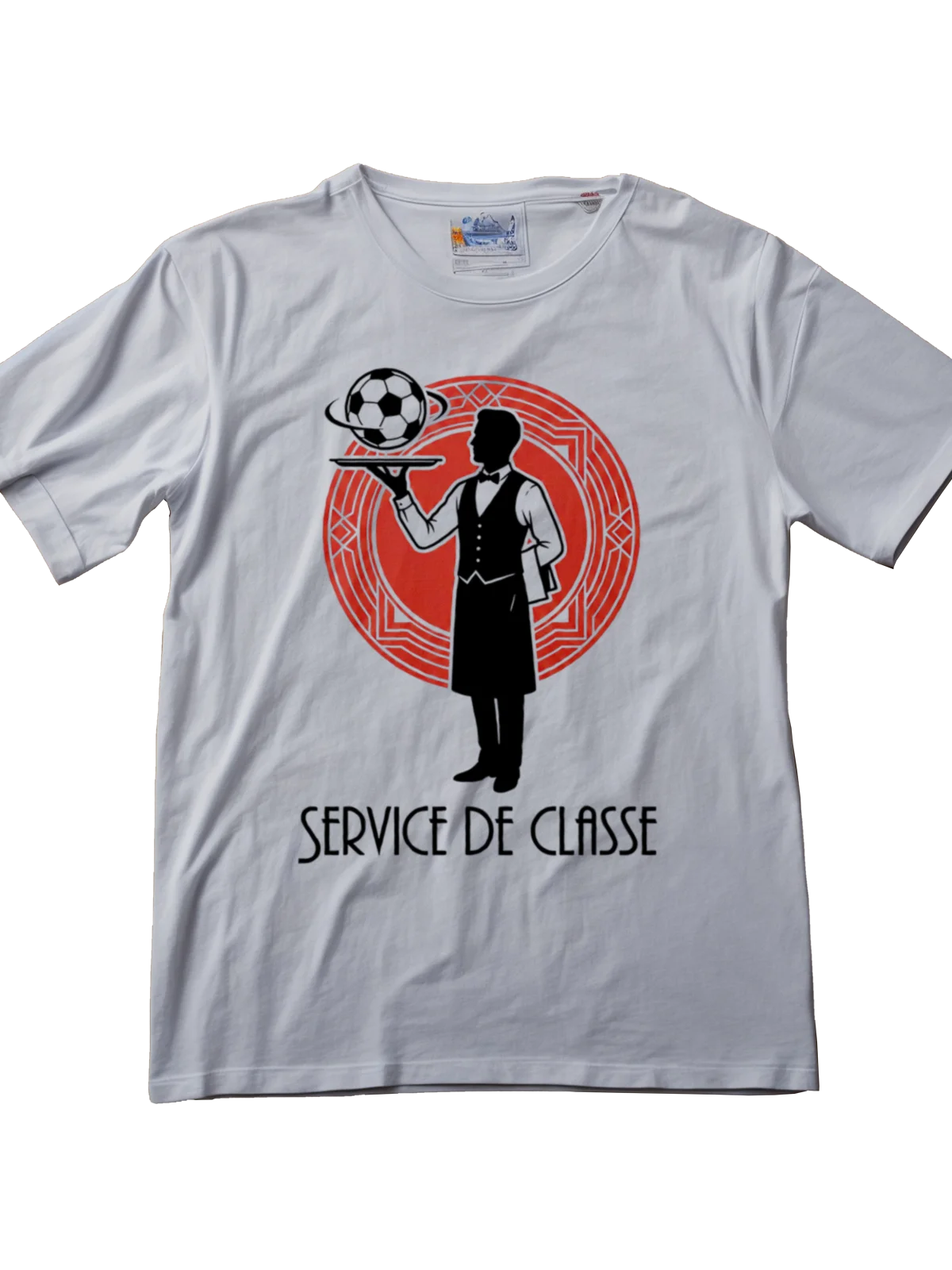 Premium men's streetwear football tee - Art Deco chic butler design by Folklore FC - Front View